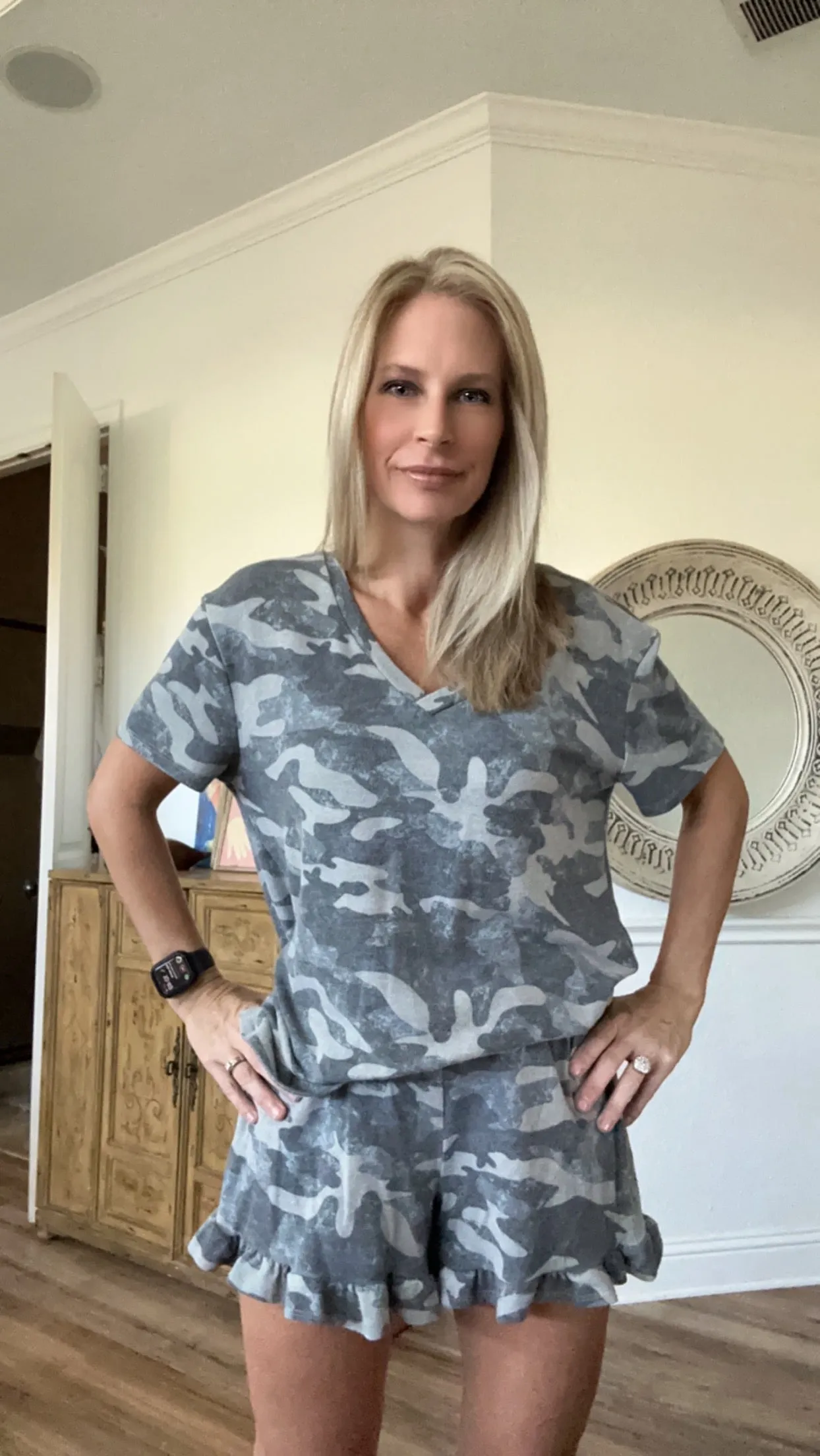 Jenna in Camo V-Neck Top