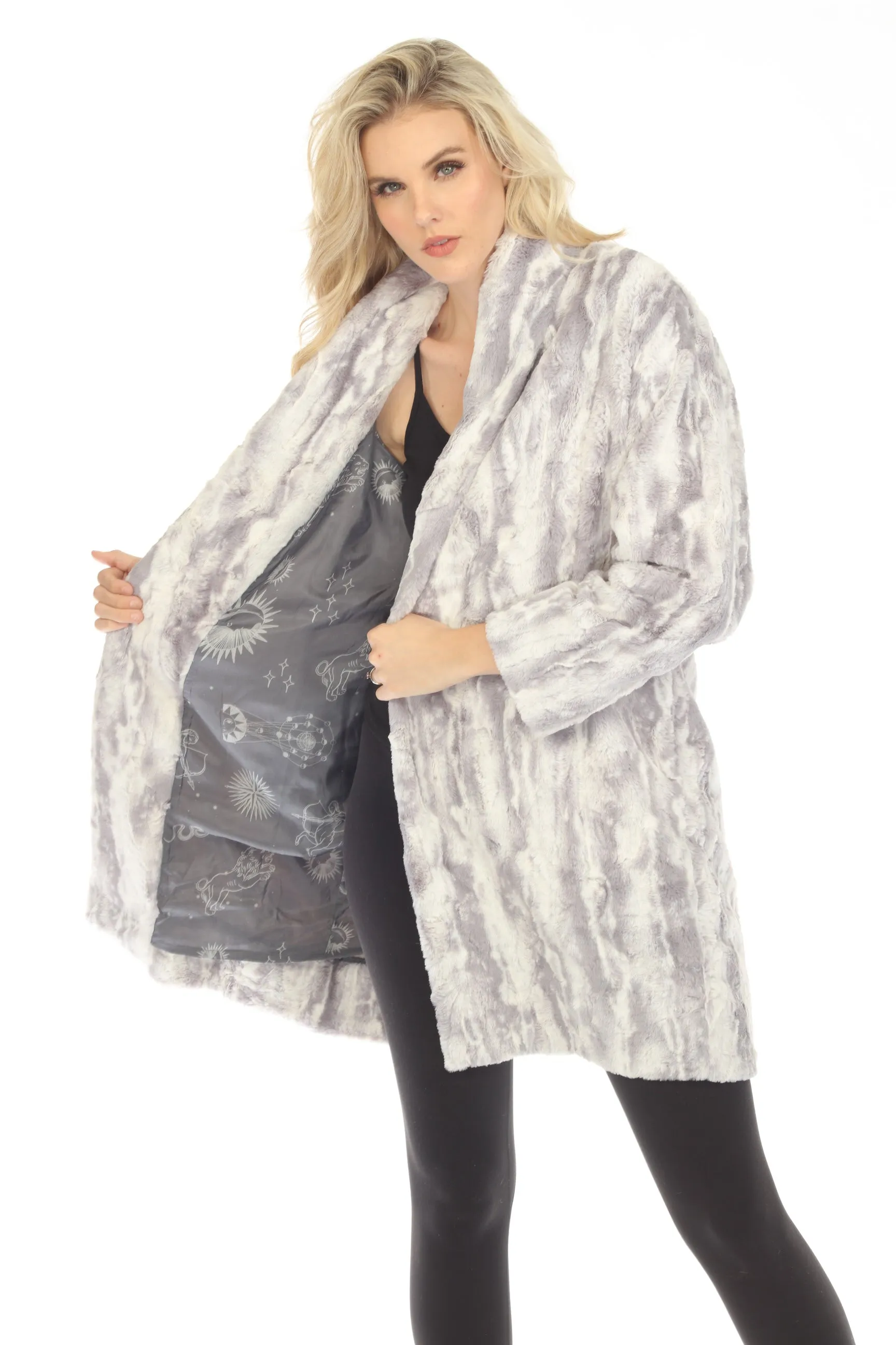 Johnny Was Workshop Cloud Faux Fur Open Front Coat Boho Chic W49822