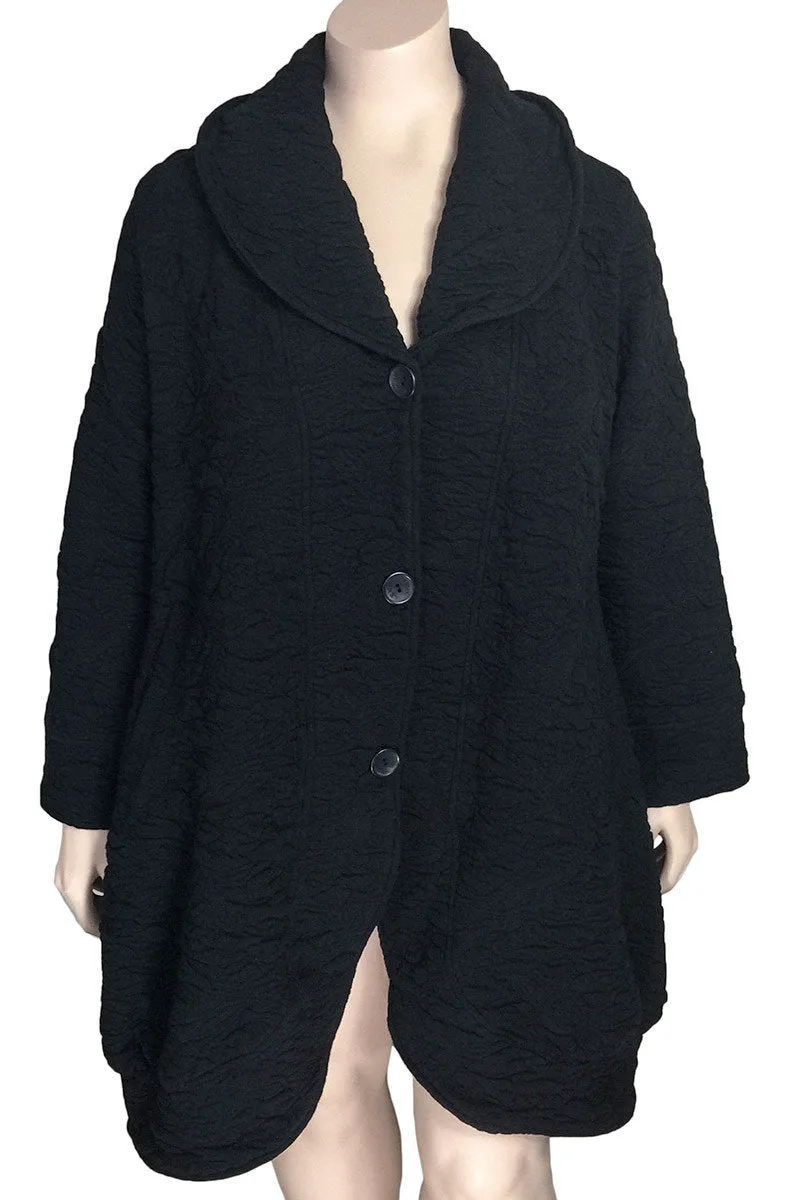 Kekoo Black Embossed Coat / Jacket