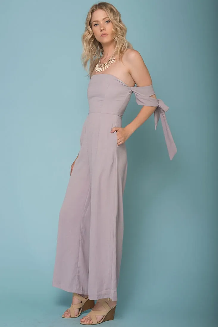 Kyndall Off The Shoulder Tube Top Jumpsuit Grey