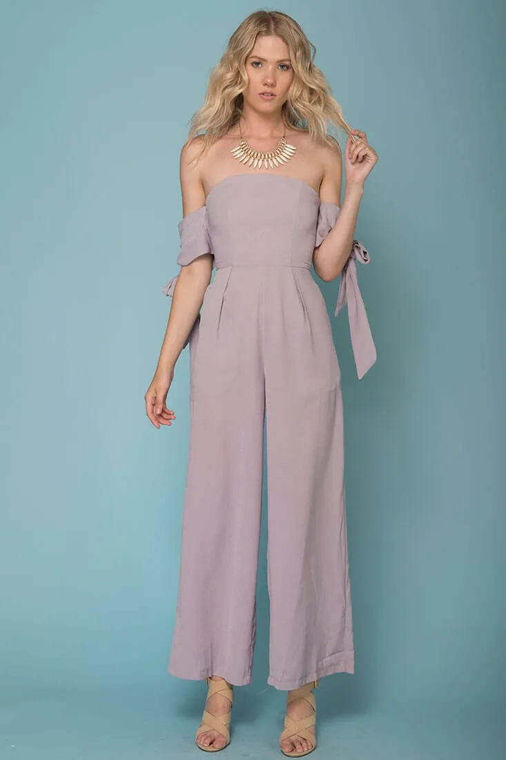 Kyndall Off The Shoulder Tube Top Jumpsuit Grey