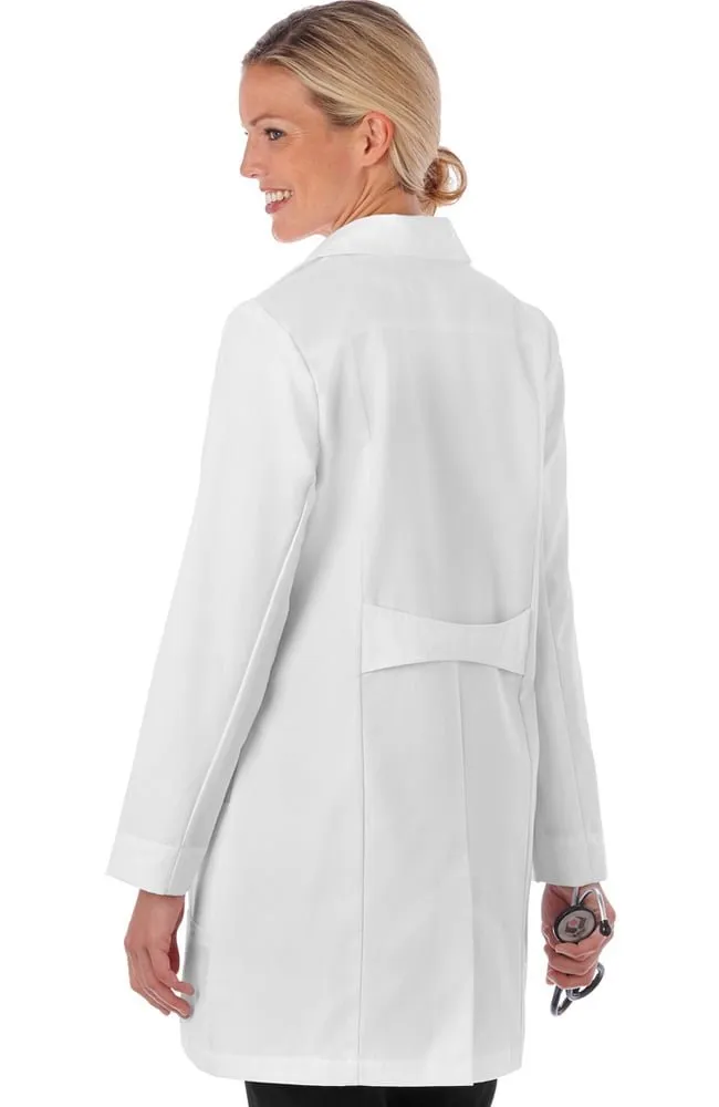 Ladies 33" High Collar Stretch Labcoat by Meta Pro