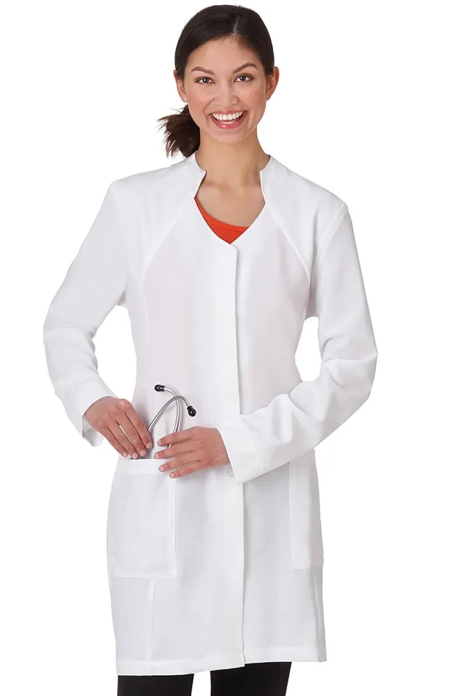 Ladies 35" Stand Up Collar Stretch Labcoat by Meta Pro