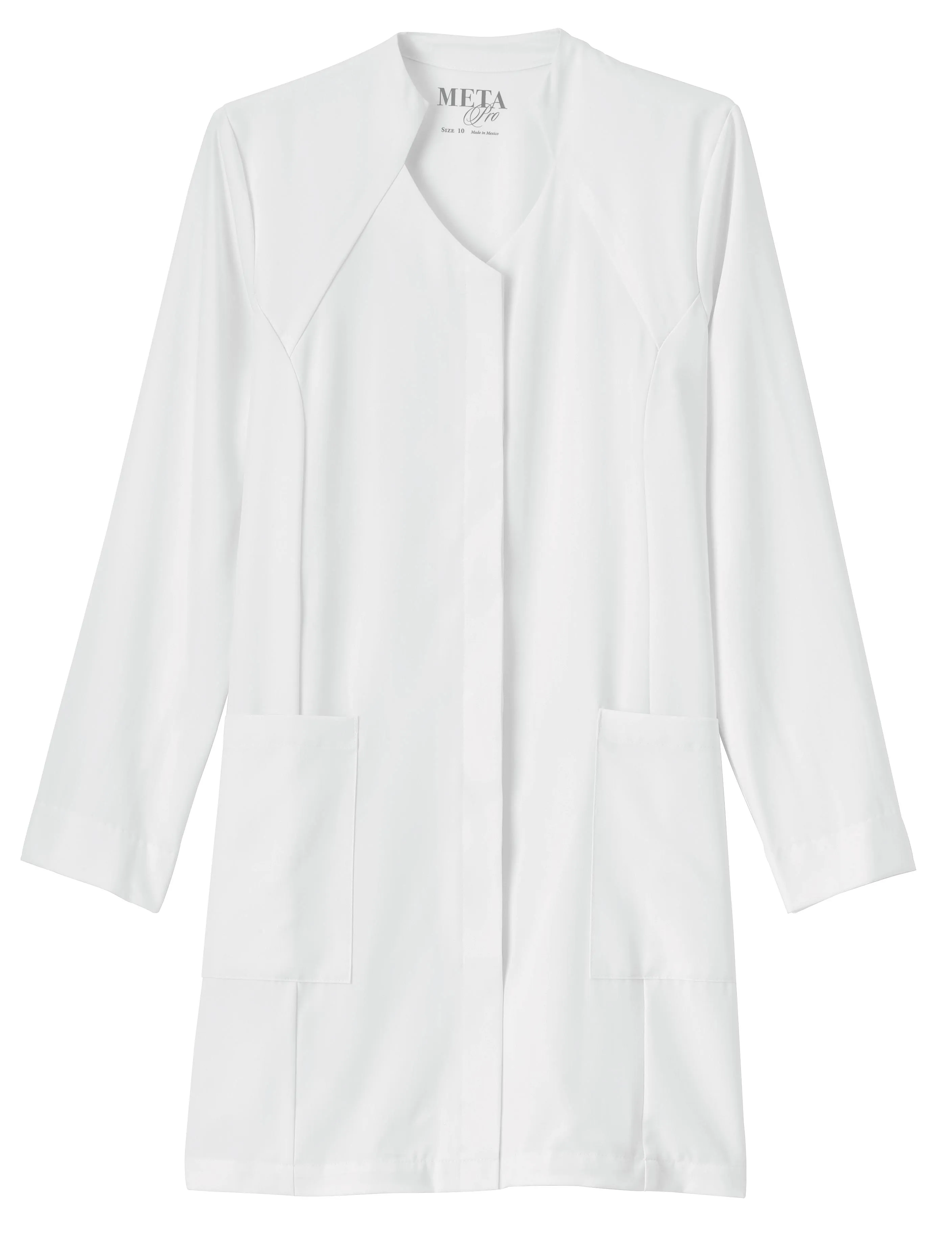 Ladies 35" Stand Up Collar Stretch Labcoat by Meta Pro