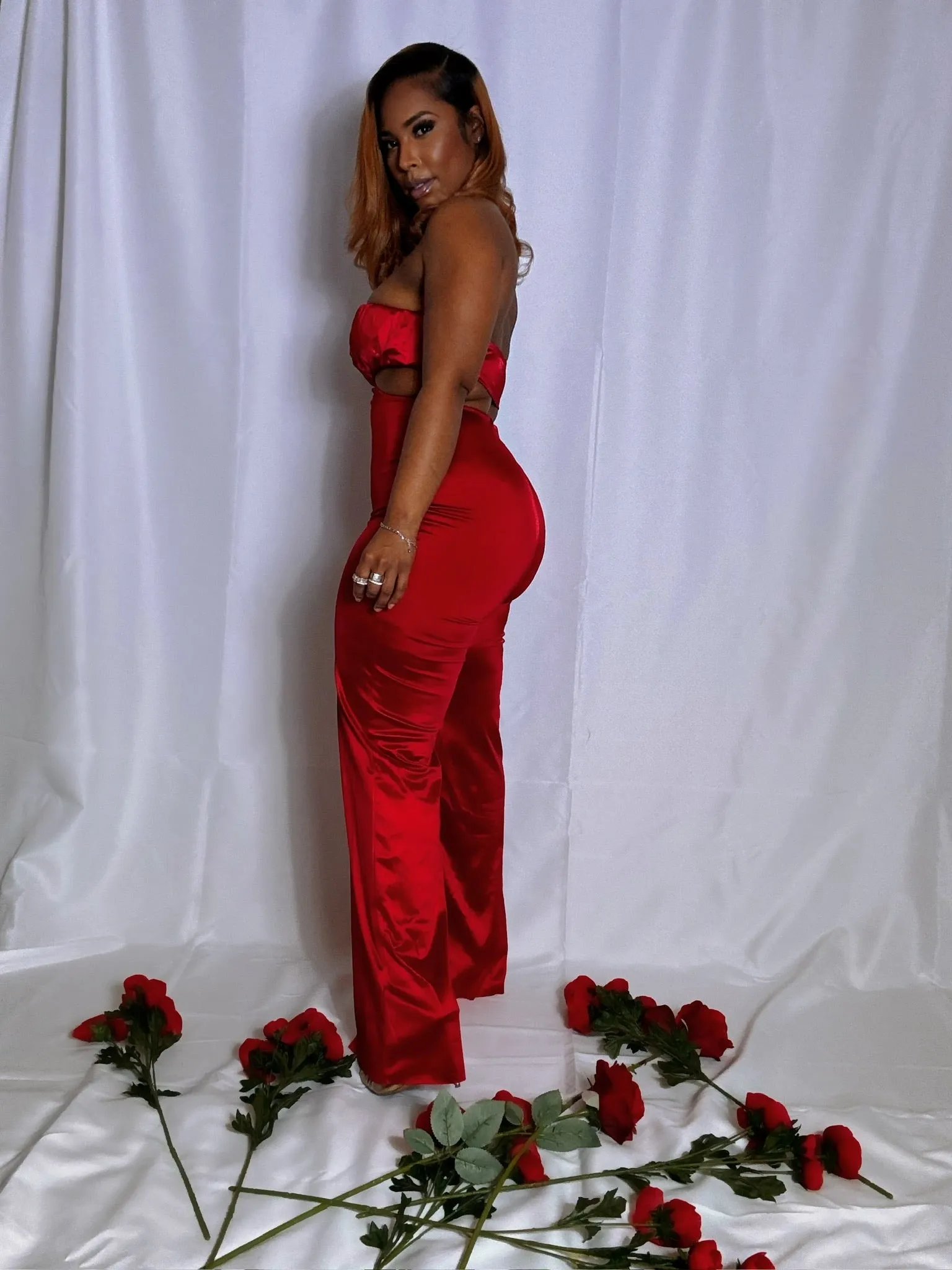 Lady in Red Cut-Out Jumpsuit