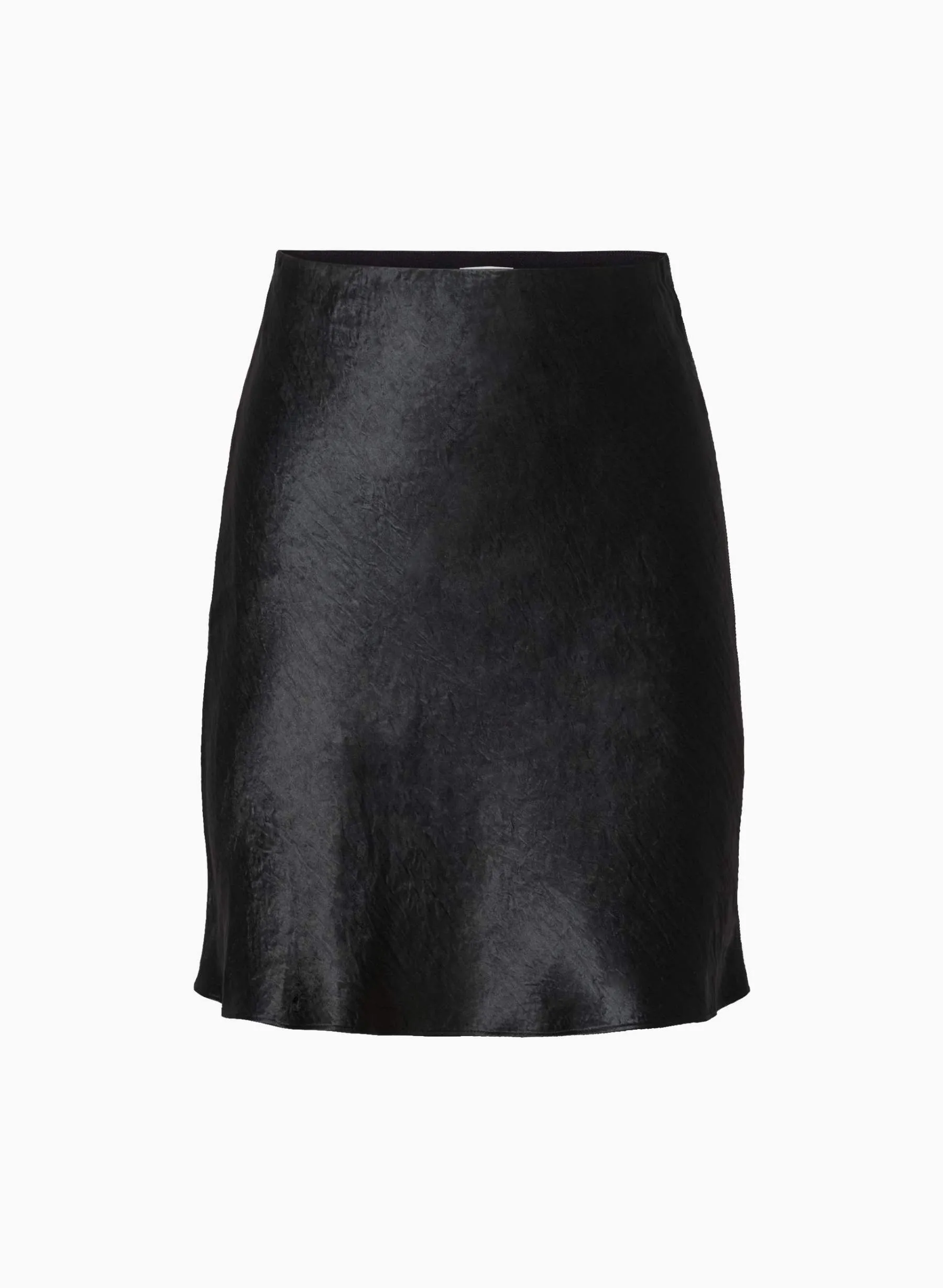 Lea Satin Mini Skater Skirt - Black