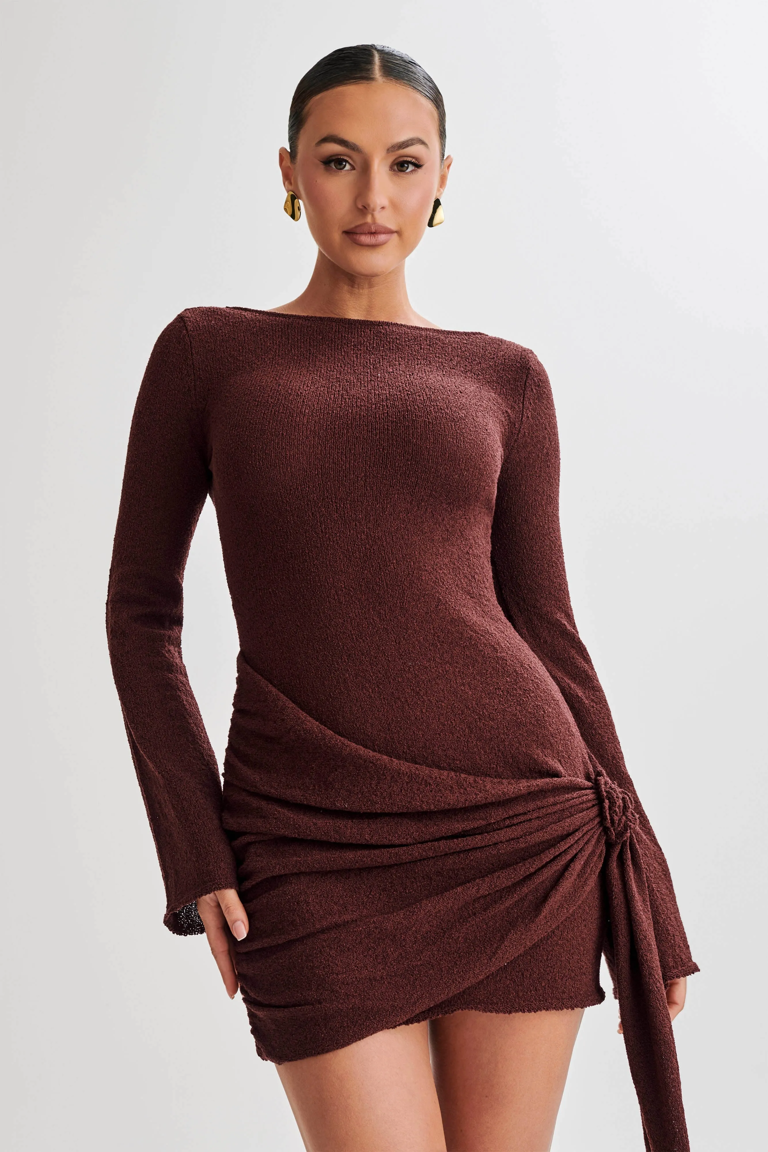 Liana Long Sleeve Knit Mini Dress - Plum