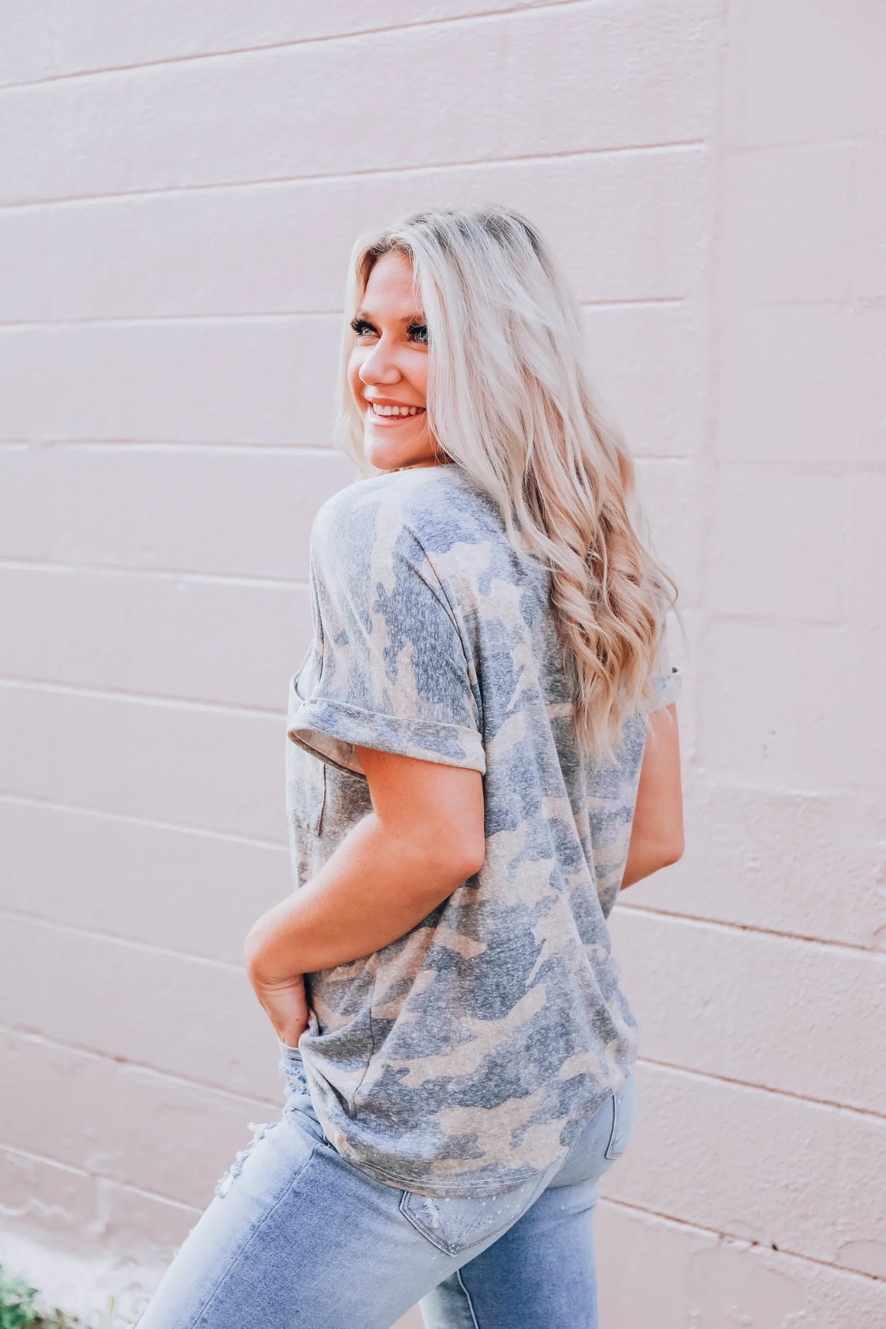 Light Camo V-Neck Tee