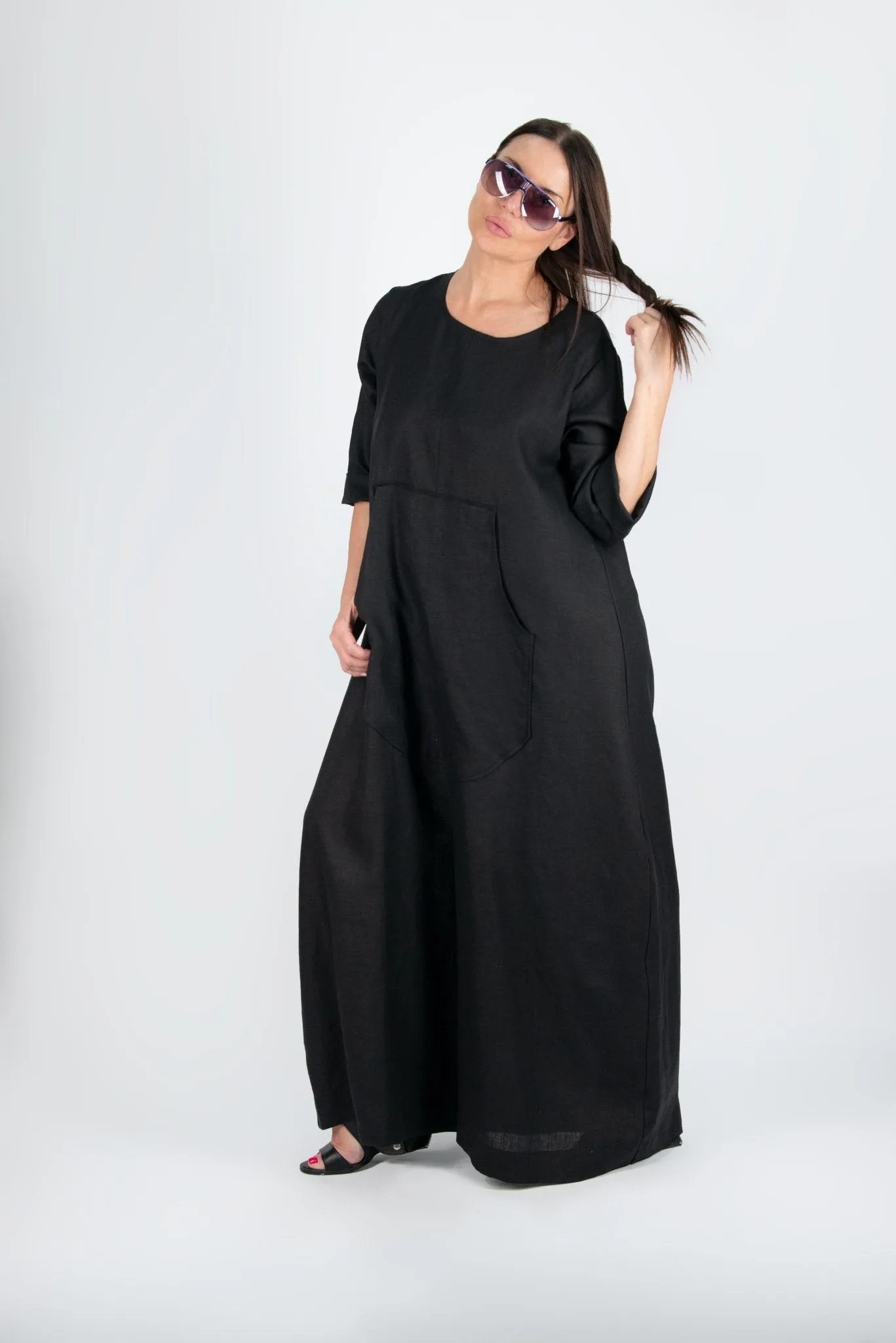 LISA Wide Linen Plus Size Jumpsuit