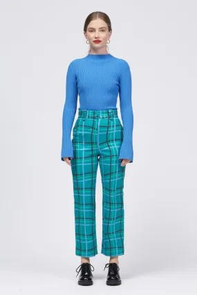 Liseburg Pant Green/Blue Warped Check Print