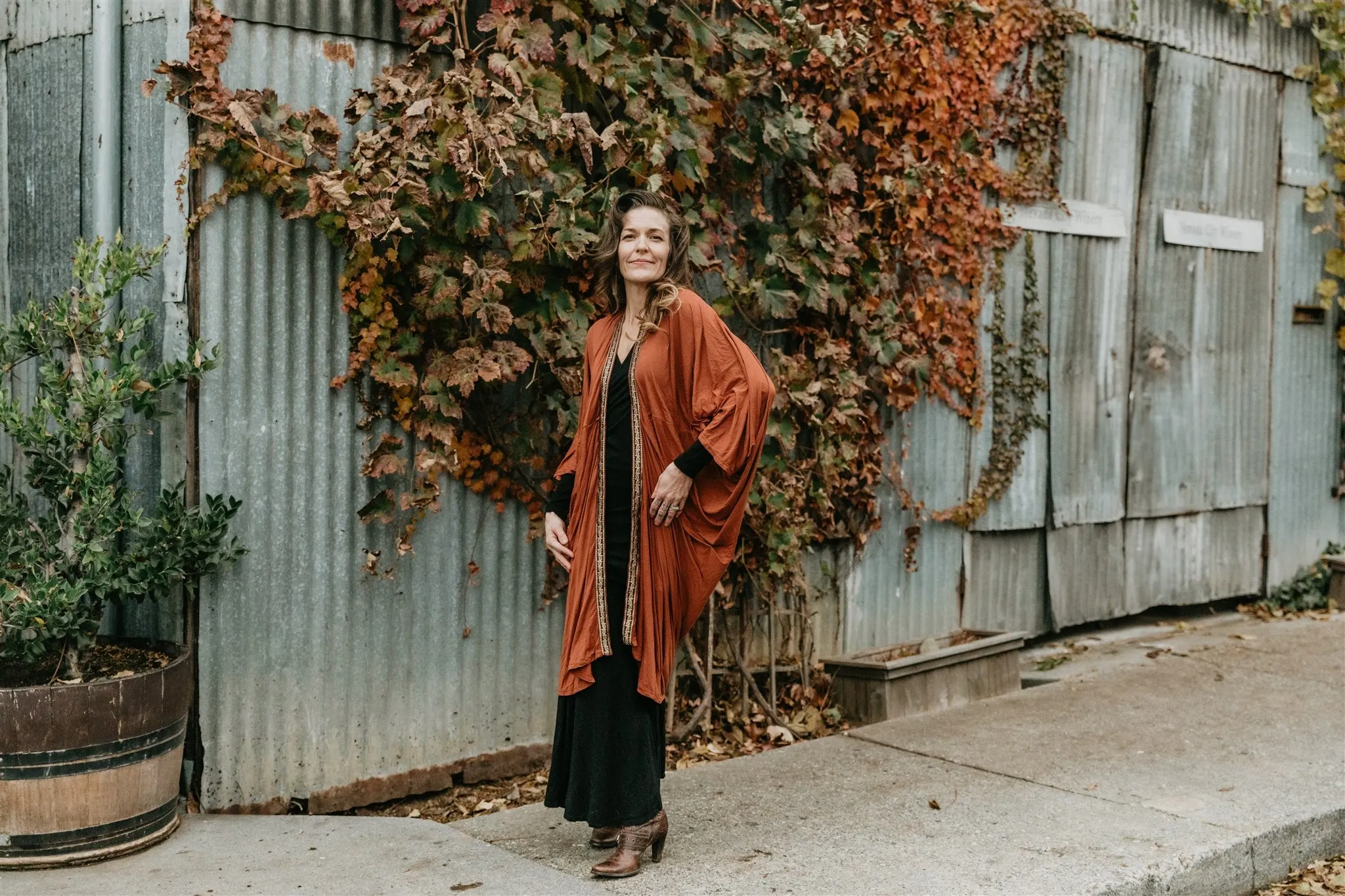 Long Cocoon Coat - Copper