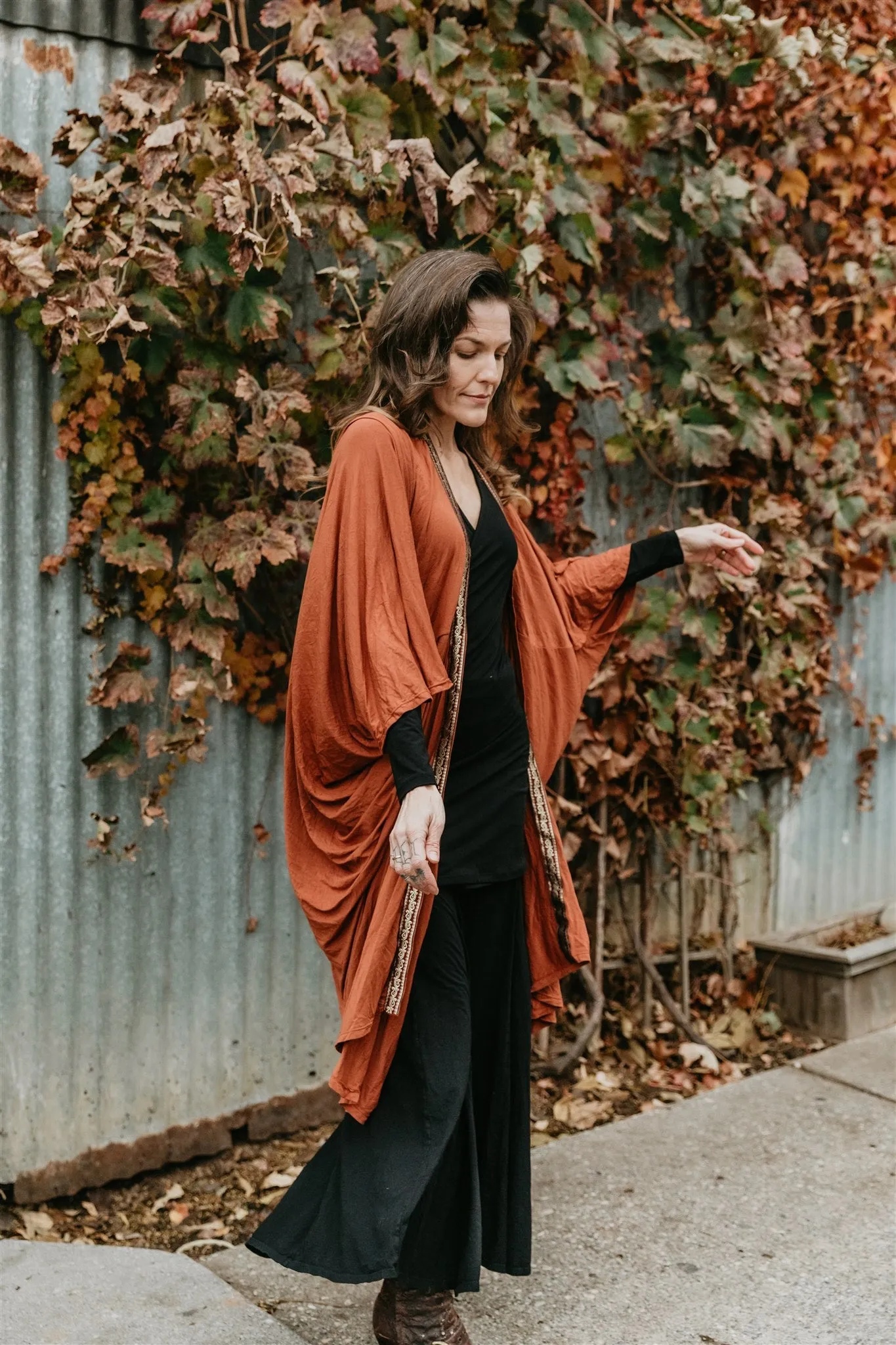 Long Cocoon Coat - Copper