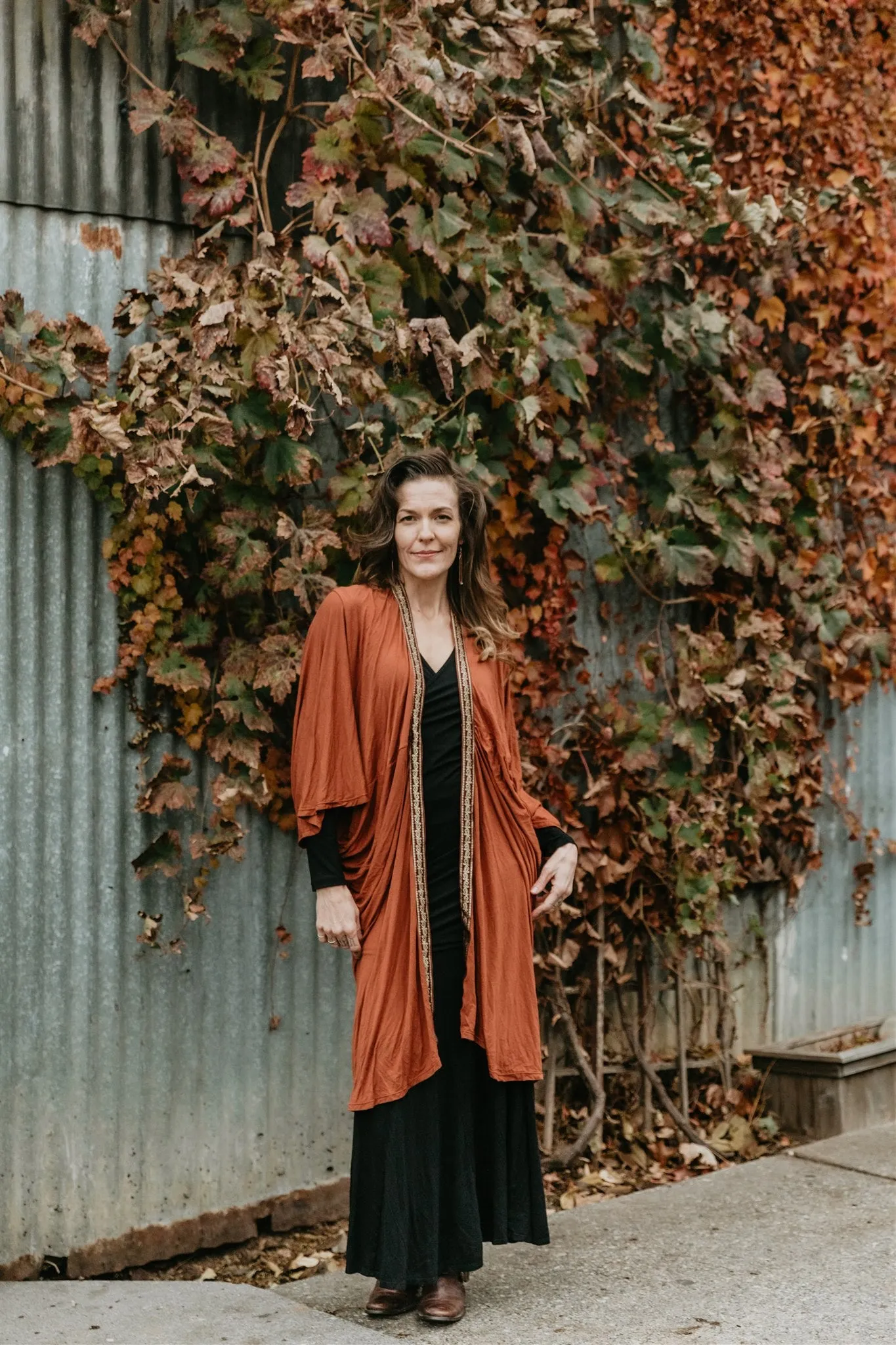 Long Cocoon Coat - Copper