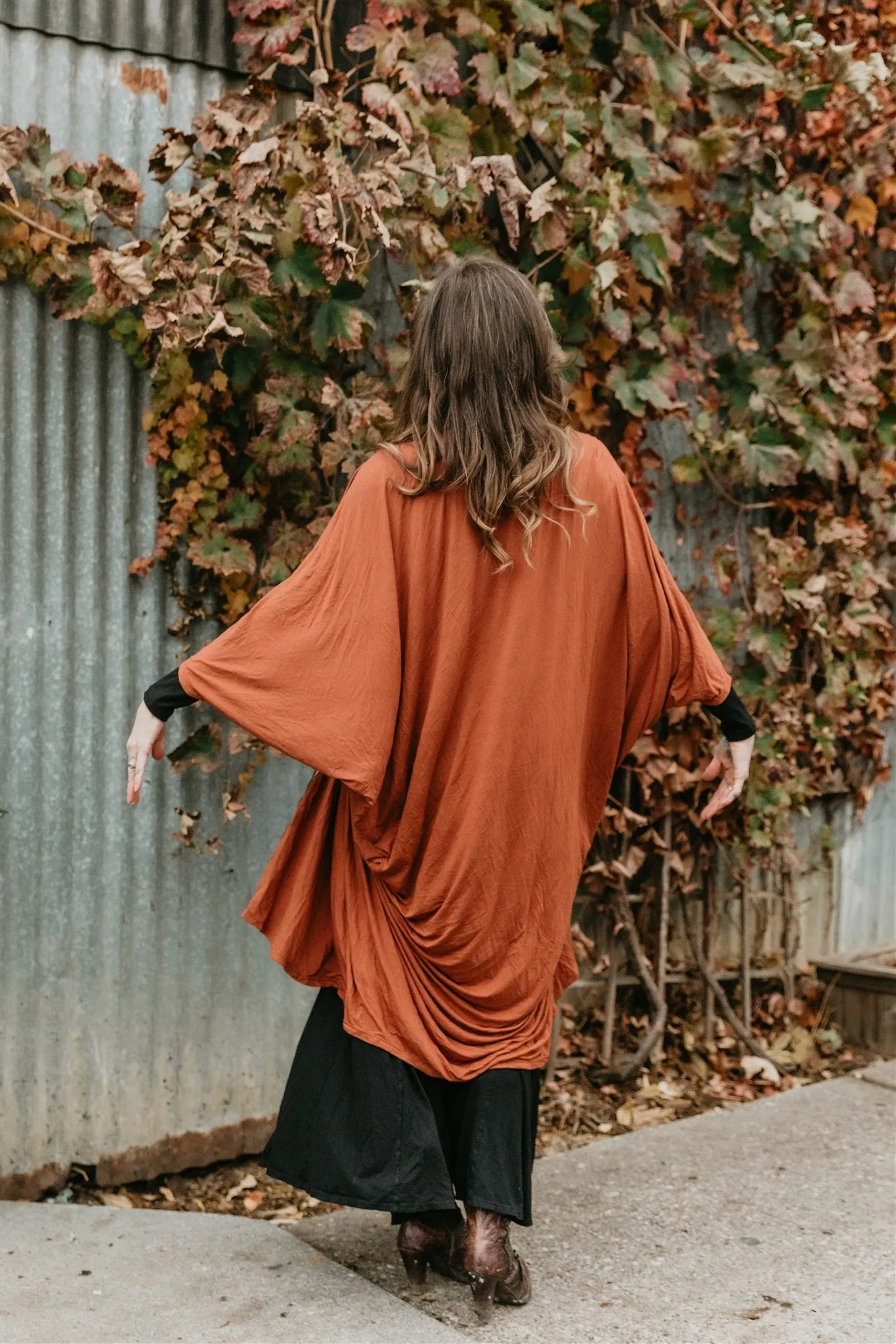 Long Cocoon Coat - Copper