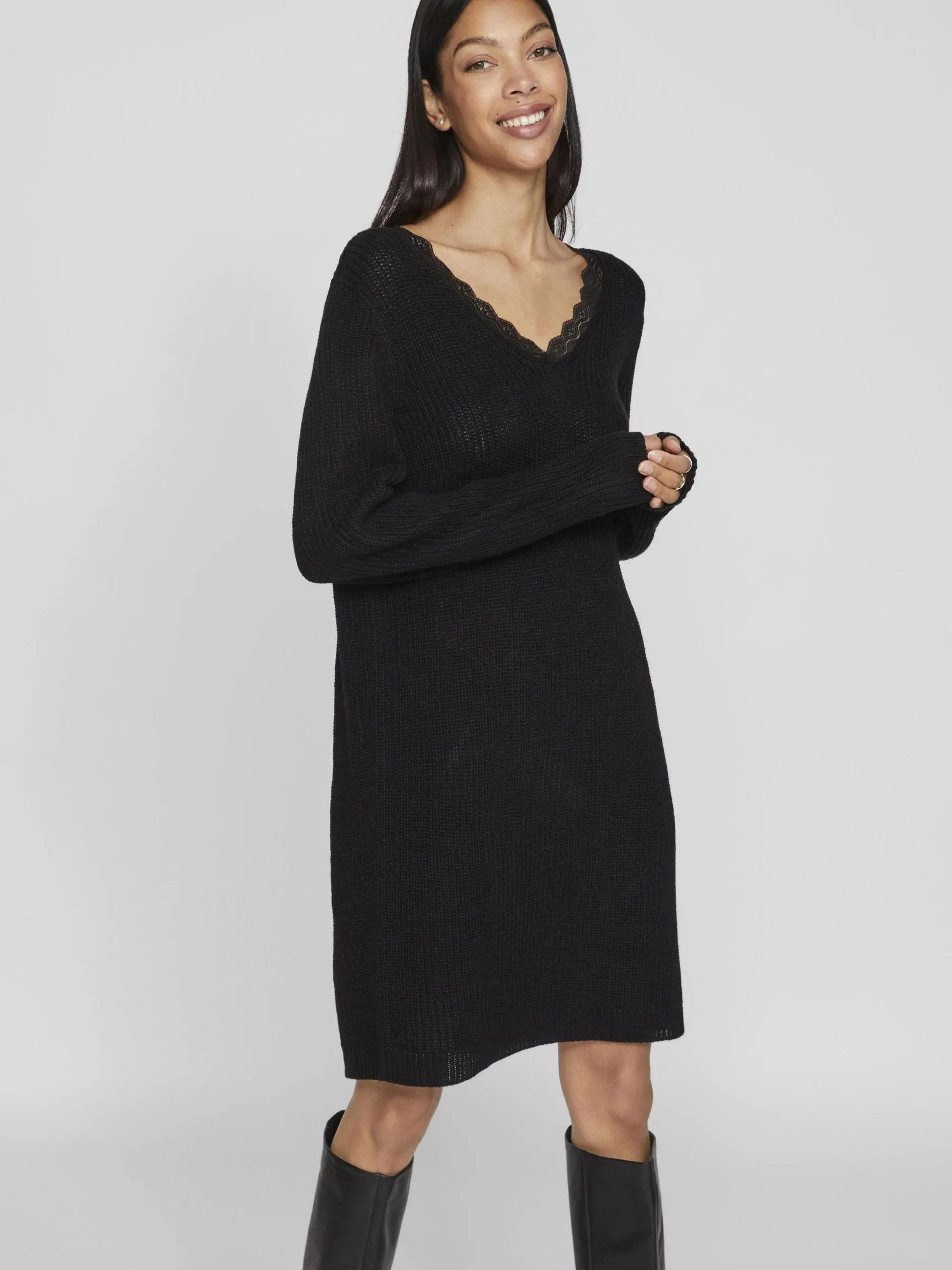 Lourda Mini Knit Dress (Black)