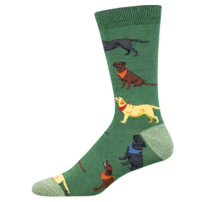 Loving Labs (Green) Bamboo Crew Socks L/XL