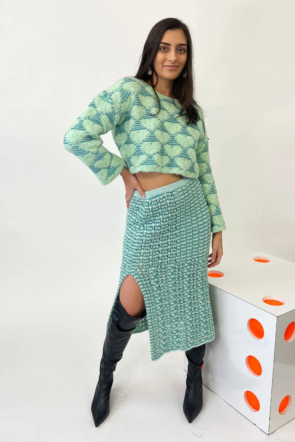 Marco Rambaldi - Braided Knitted Skirt: Green