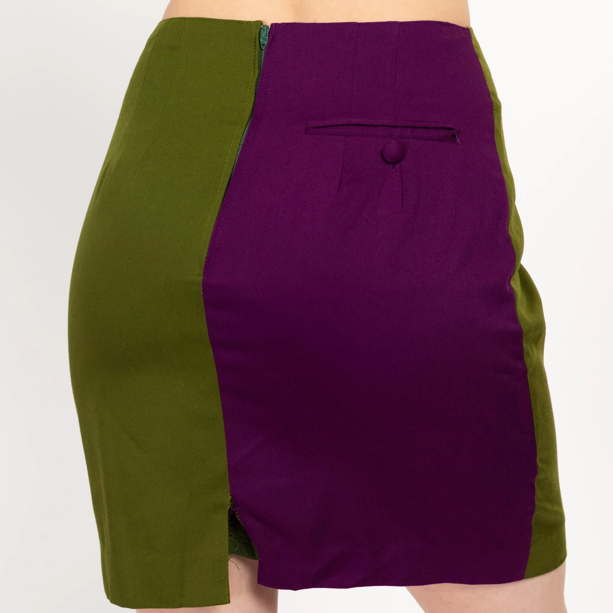 Medium 90s Green & Purple Color Block Mini Skirt