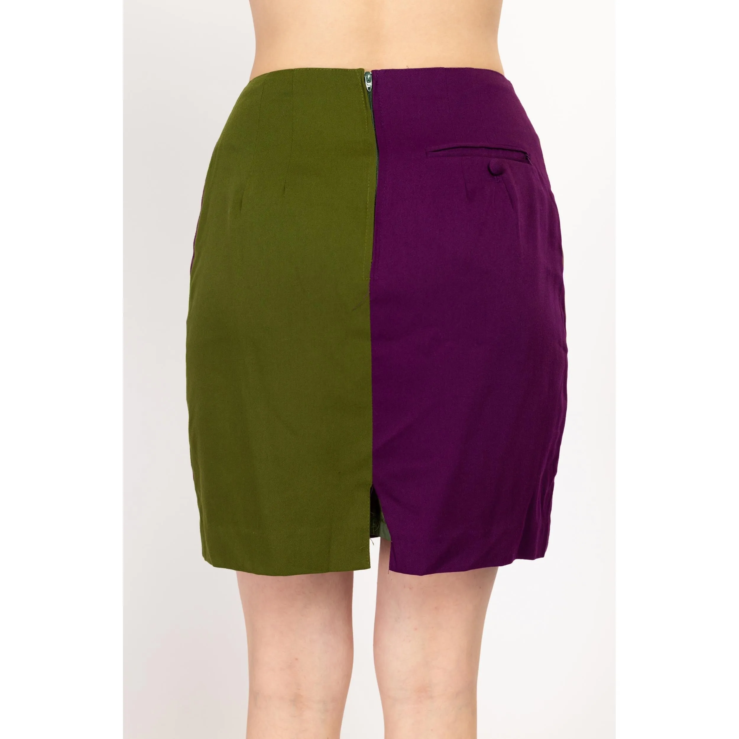 Medium 90s Green & Purple Color Block Mini Skirt