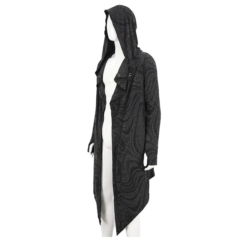 Men's Gothic Irregular Multi-chain Coat with Hood Black