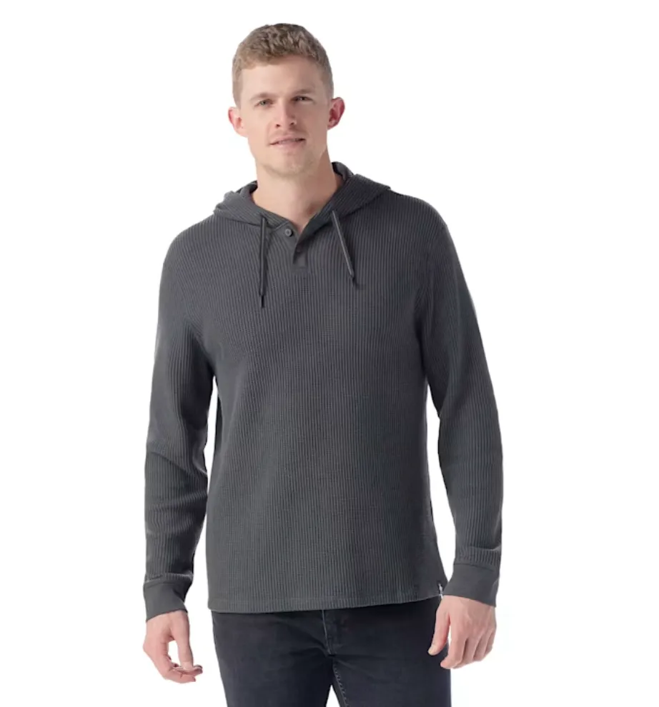 Mens Waffle Henley Hoodie