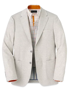 Microfiber Knit Stretch Notch Lapel Sport Coat - Oatmeal