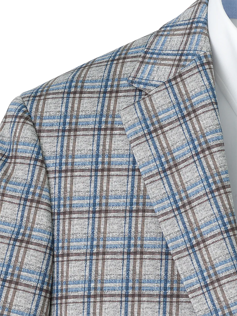 Microfiber Knit Stretch Plaid Notch Lapel Sport Coat - Multi