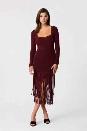 Mila Fringe Knit Midi Dress