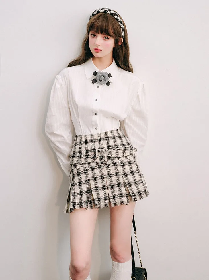 Modern Plaid High Waist A-Line Pleated Skirt