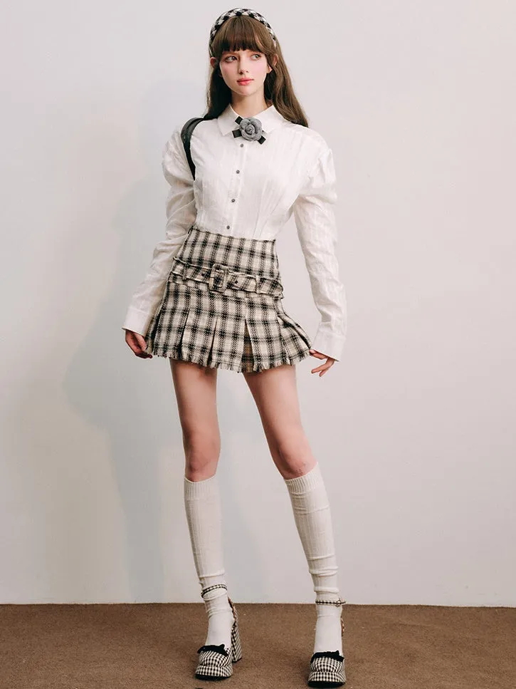 Modern Plaid High Waist A-Line Pleated Skirt