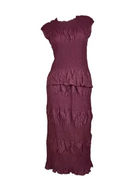 N240026 Sleeveless Pleated Top & Skirt Set *Maroon