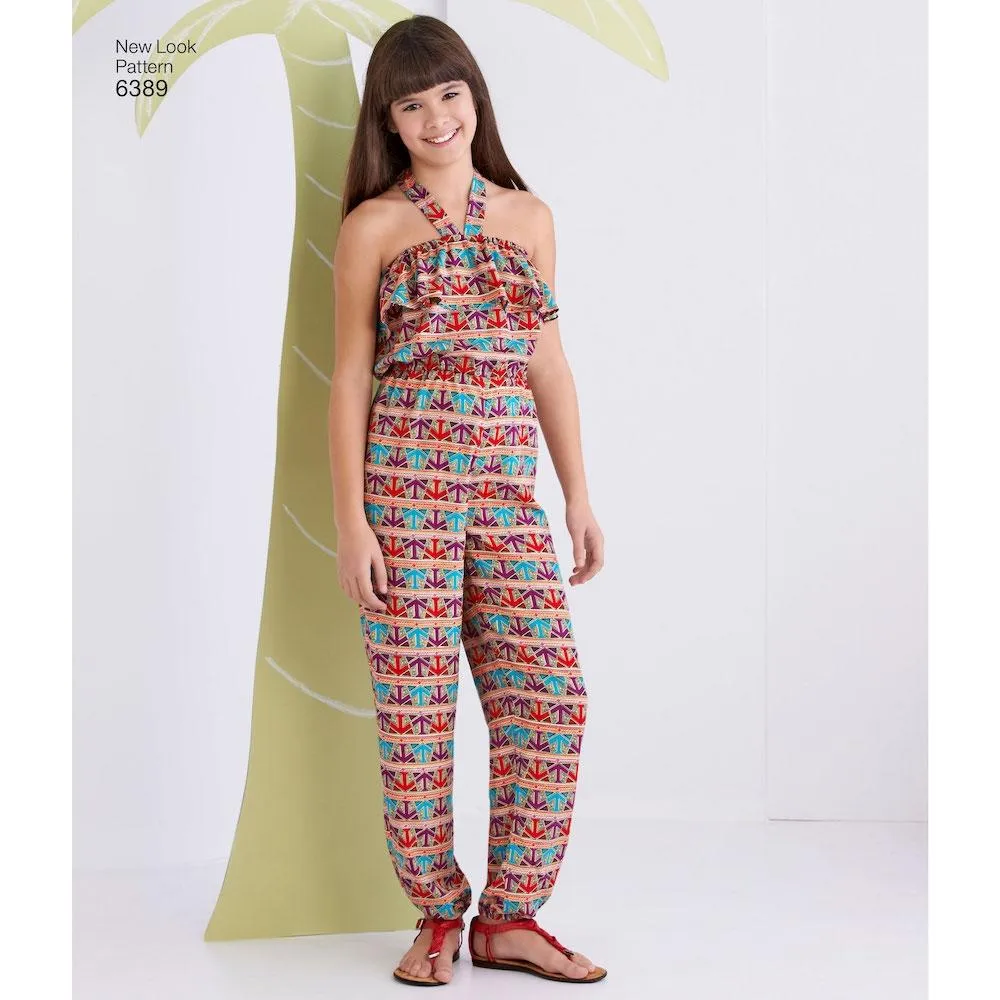 Newlook Pattern 6389 Girls' Easy Jumpsuit, Romper and Dresses