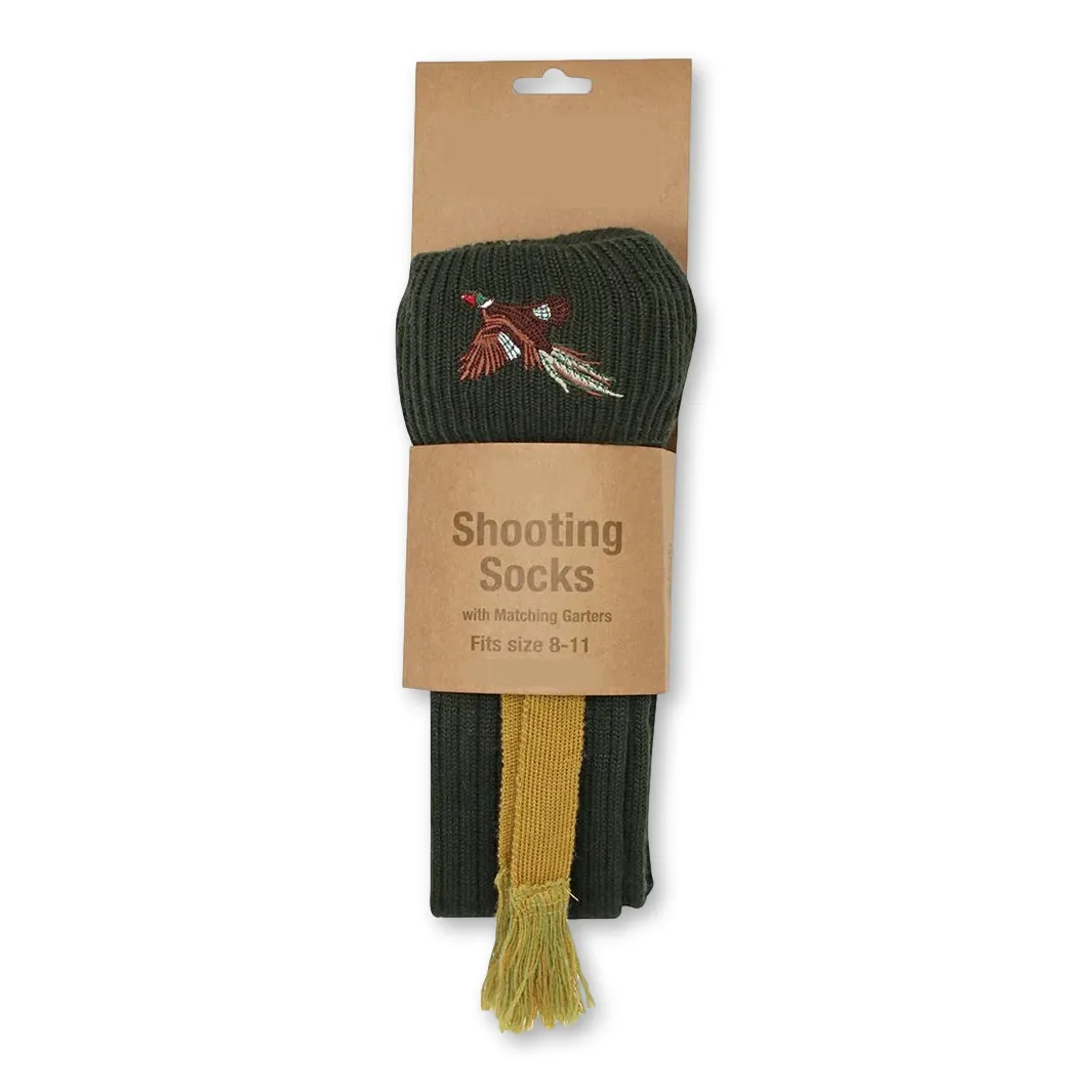 Pheasant Shooting Green Socks with Garters Size 8-11