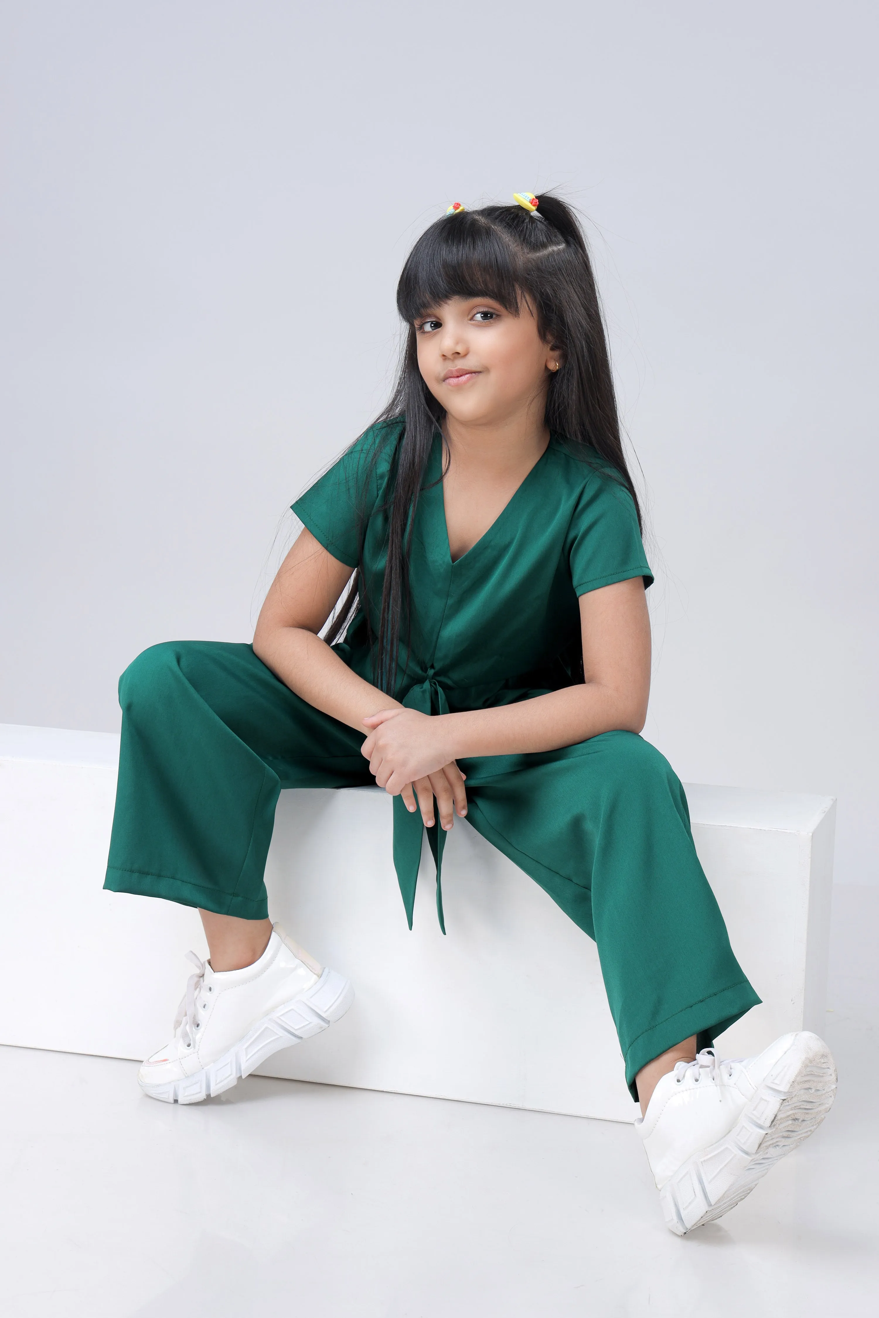 Pine Waist Tie Up Jumpsuit For Girls