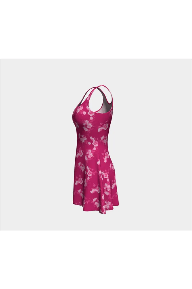 Pink Christmas Rose Flare Dress