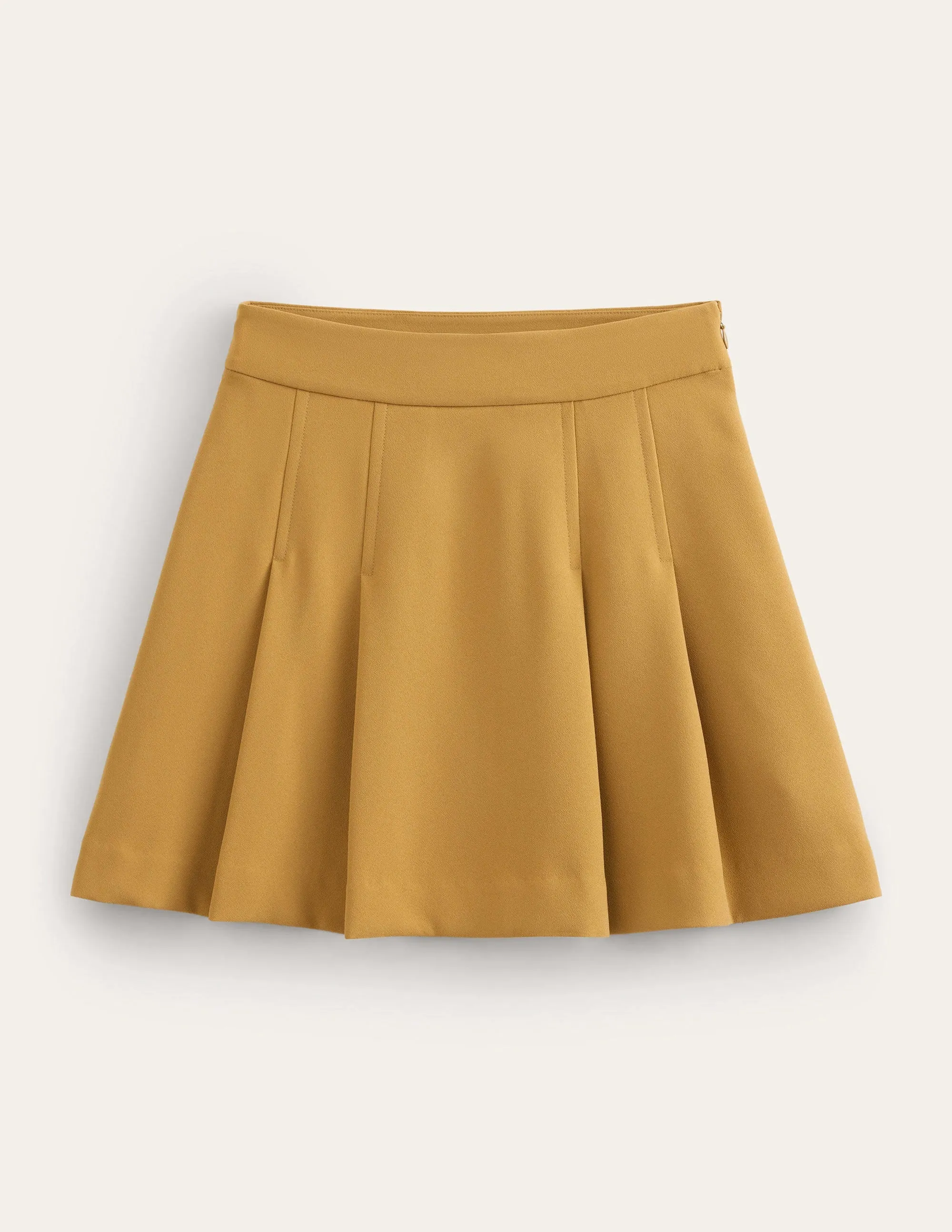 Pleated Crepe Mini Skirt-Teddy Bear