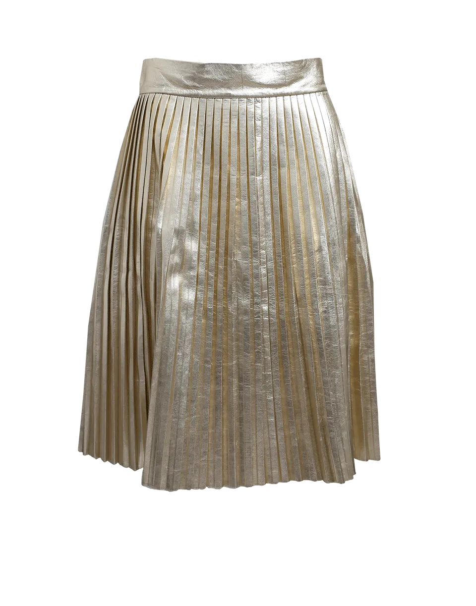 Pleated Leather Skirt