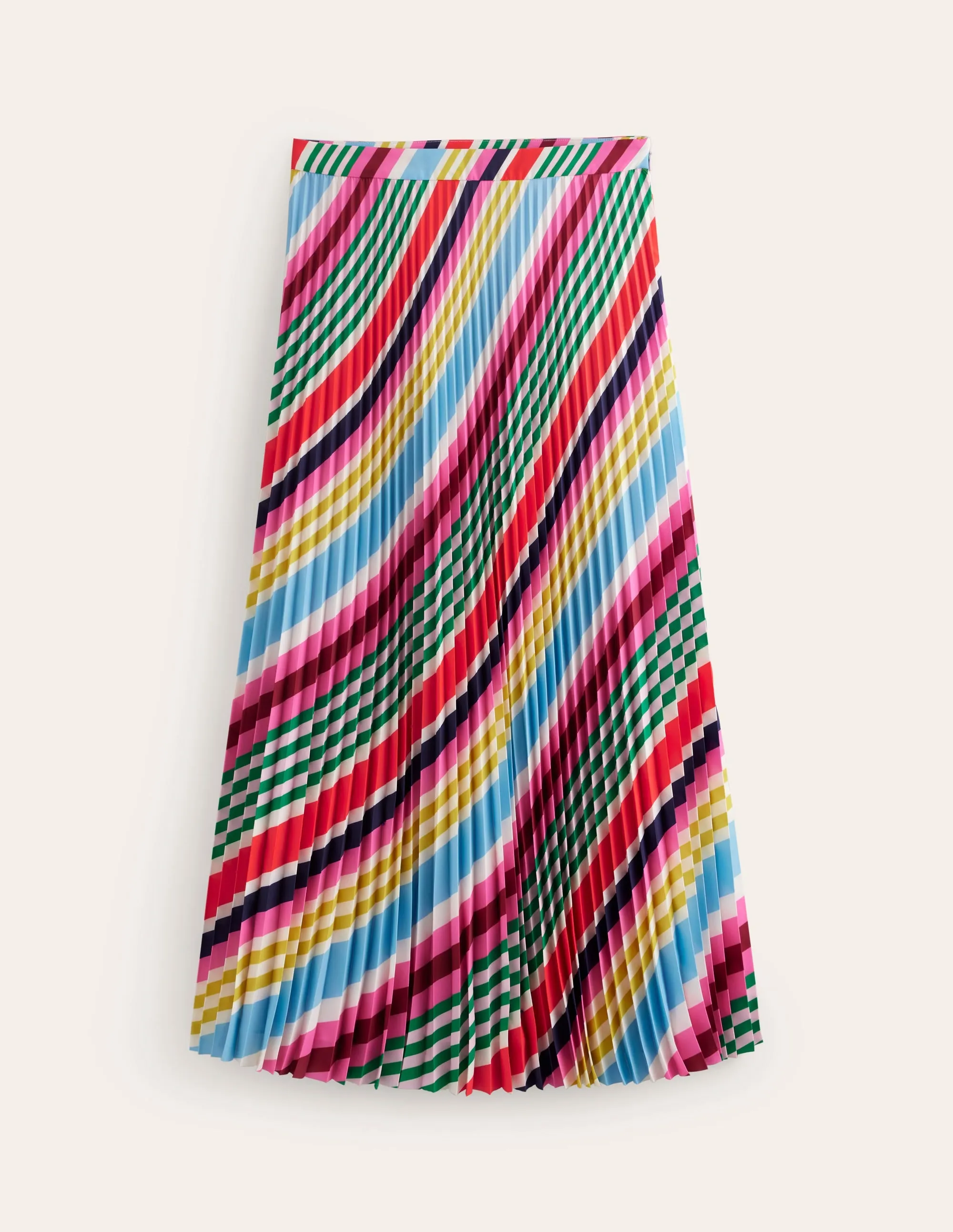 Pleated Midi Skirt-Varigated Multistripe