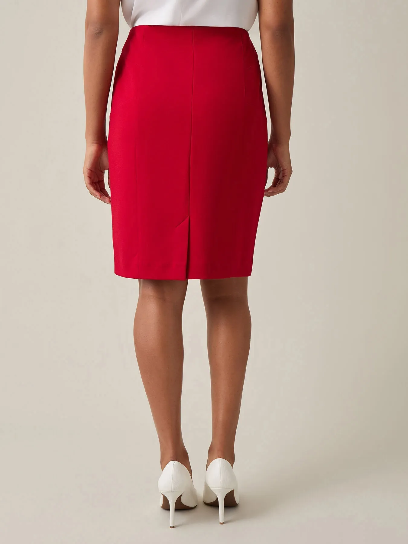 Plus Pull-On Knee-Length Skirt, Crimson