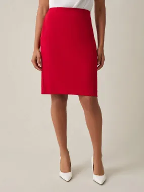 Plus Pull-On Knee-Length Skirt, Crimson