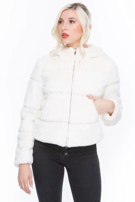 Precious As A Pearl Hooded Jacket - Cream