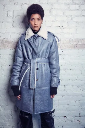 PREMIUM LEATHER SHEARLING DENIM COAT