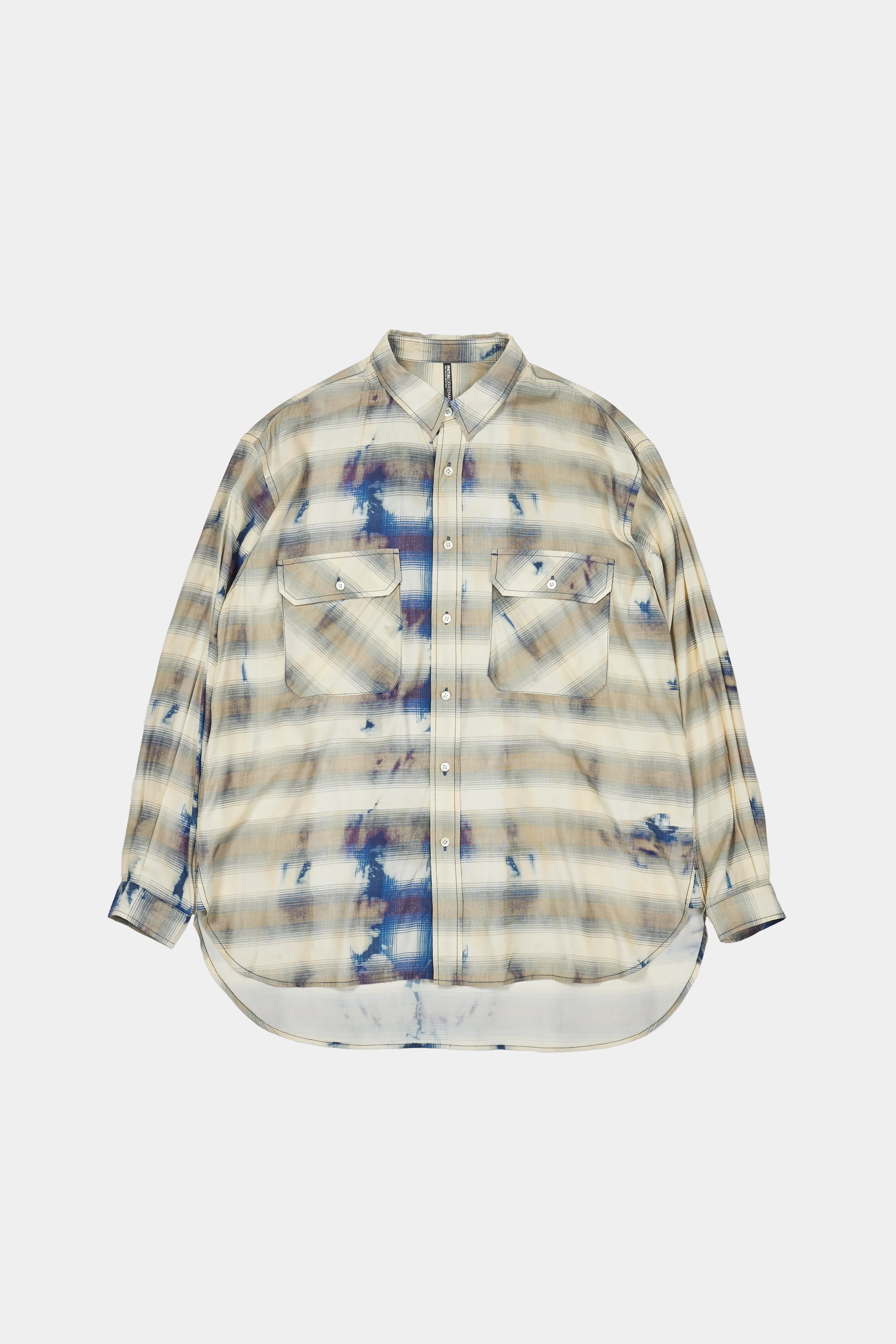 Printed Bleach Check Rayon Shirt