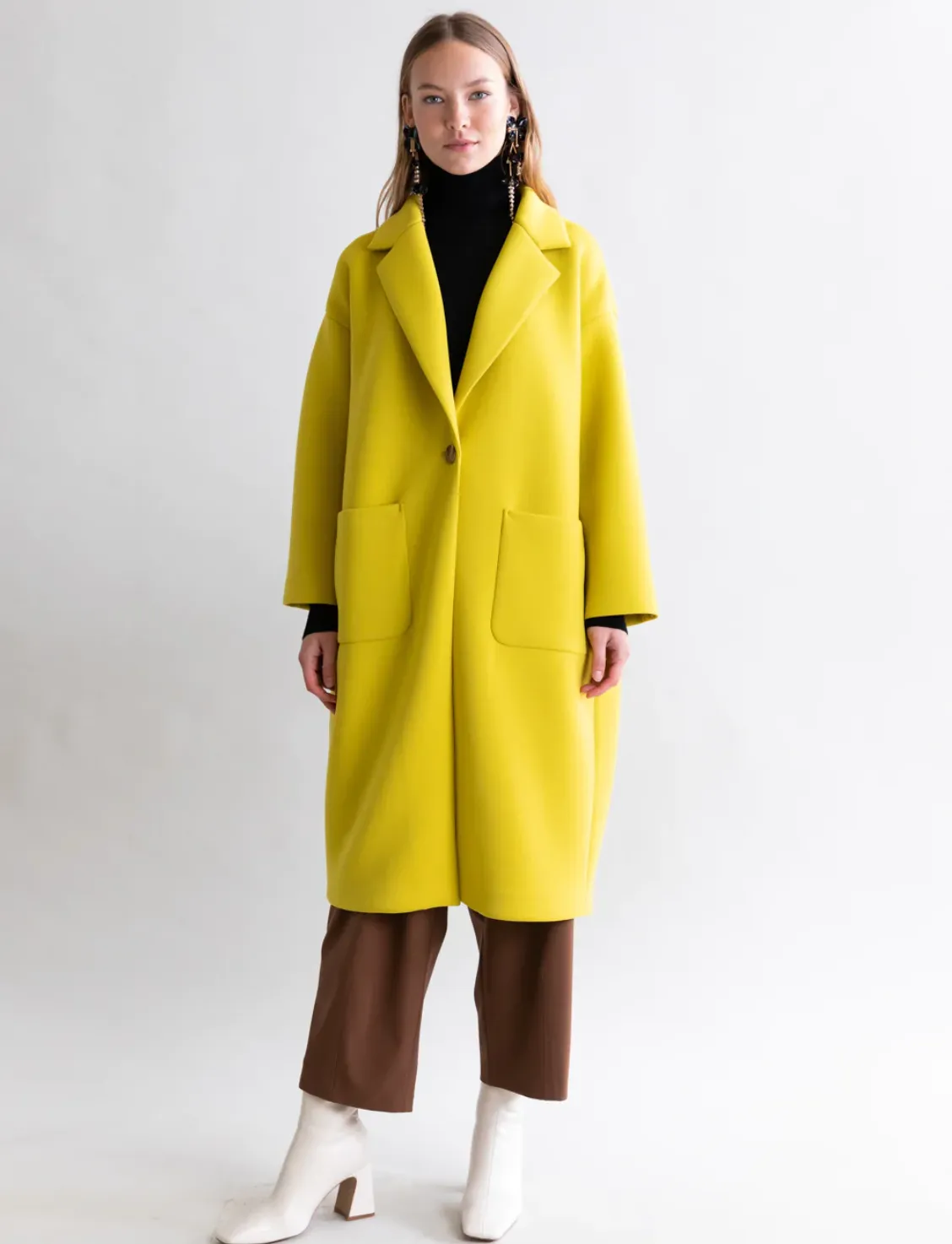 Psophia Neoprene Oversized Coat - Sunflower