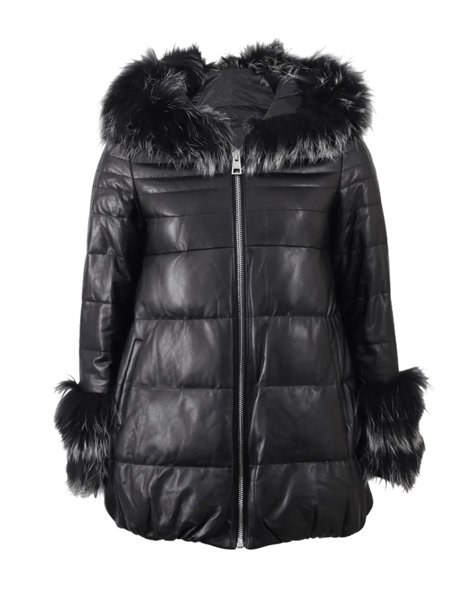 Puffer Fur Hood Coat