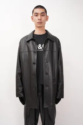 "Calvin Klein" -Leather Car Coat-