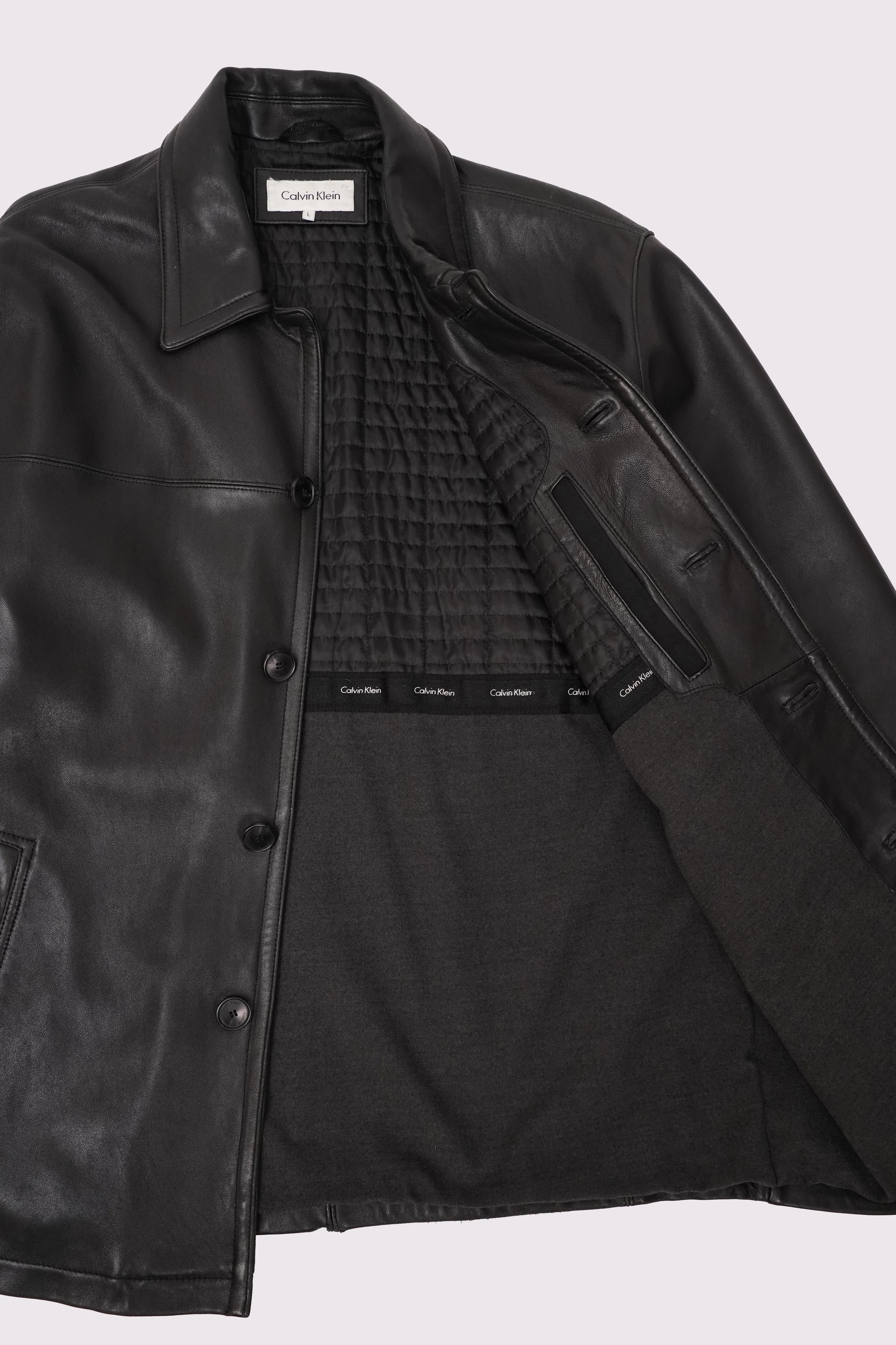 "Calvin Klein" -Leather Car Coat-