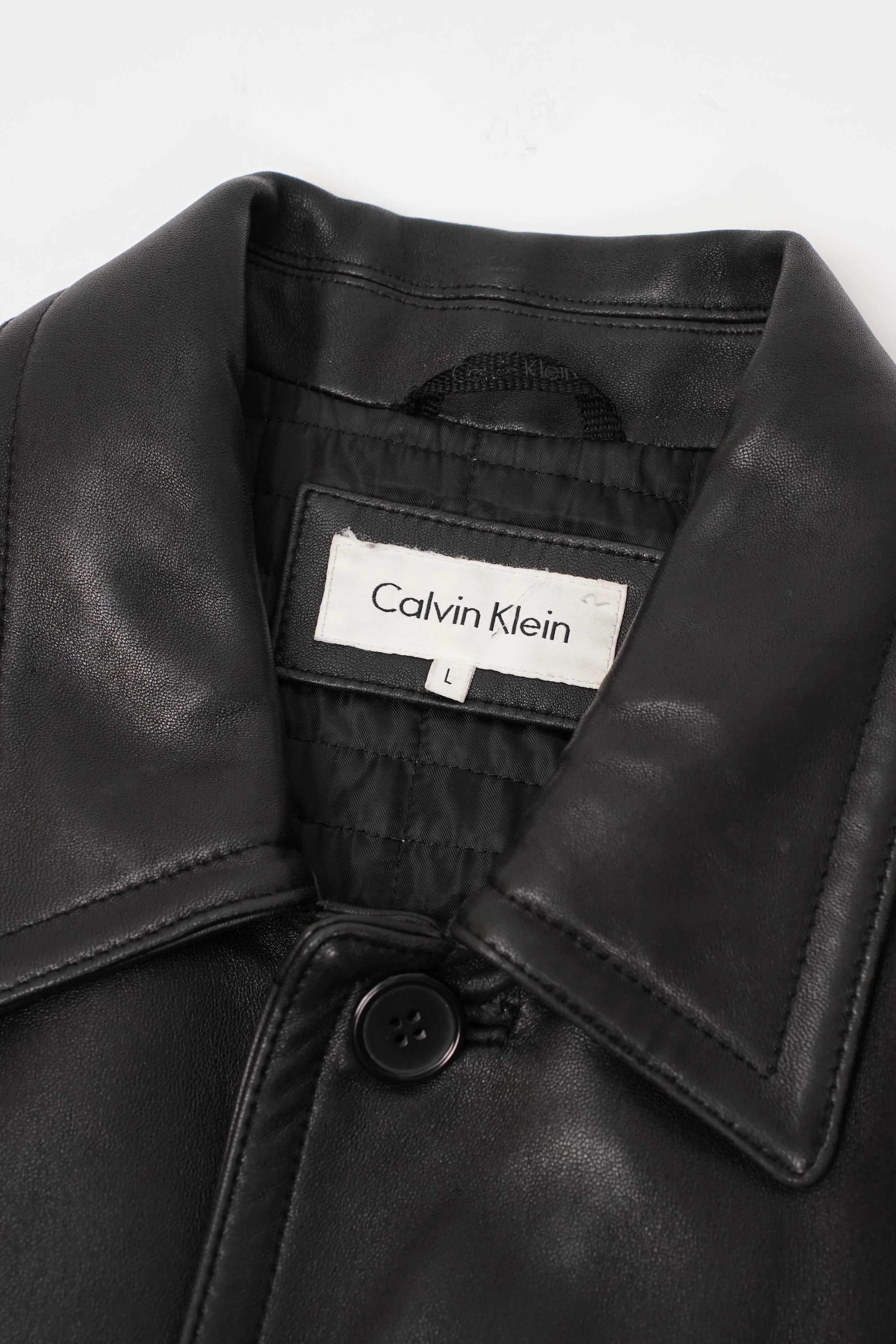 "Calvin Klein" -Leather Car Coat-