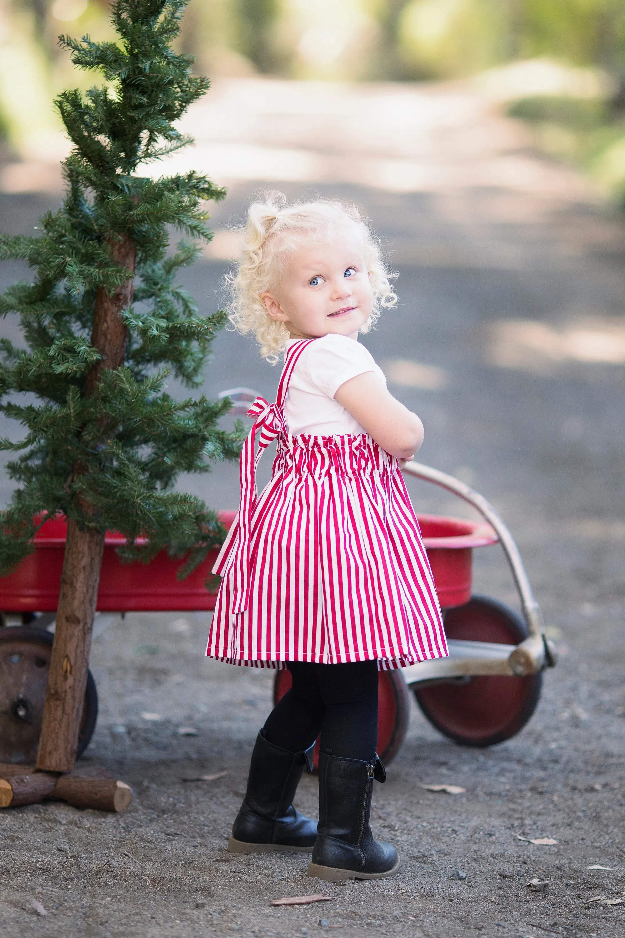 Red and White Suspender Skirt