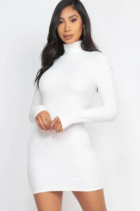 Ribbed Mock Neck Bodycon Mini Dress